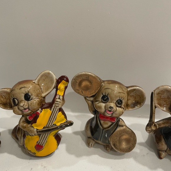 Vintage porcelain mice band figurines instruments set music - Picture 4 of 9